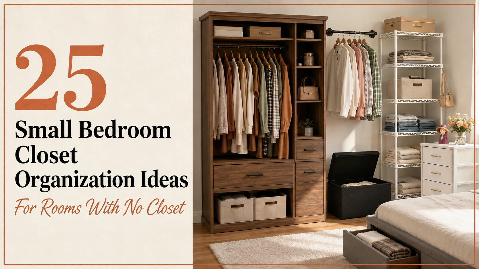 25 Small Bedroom Closet Organization Ideas for Rooms With No Closet
