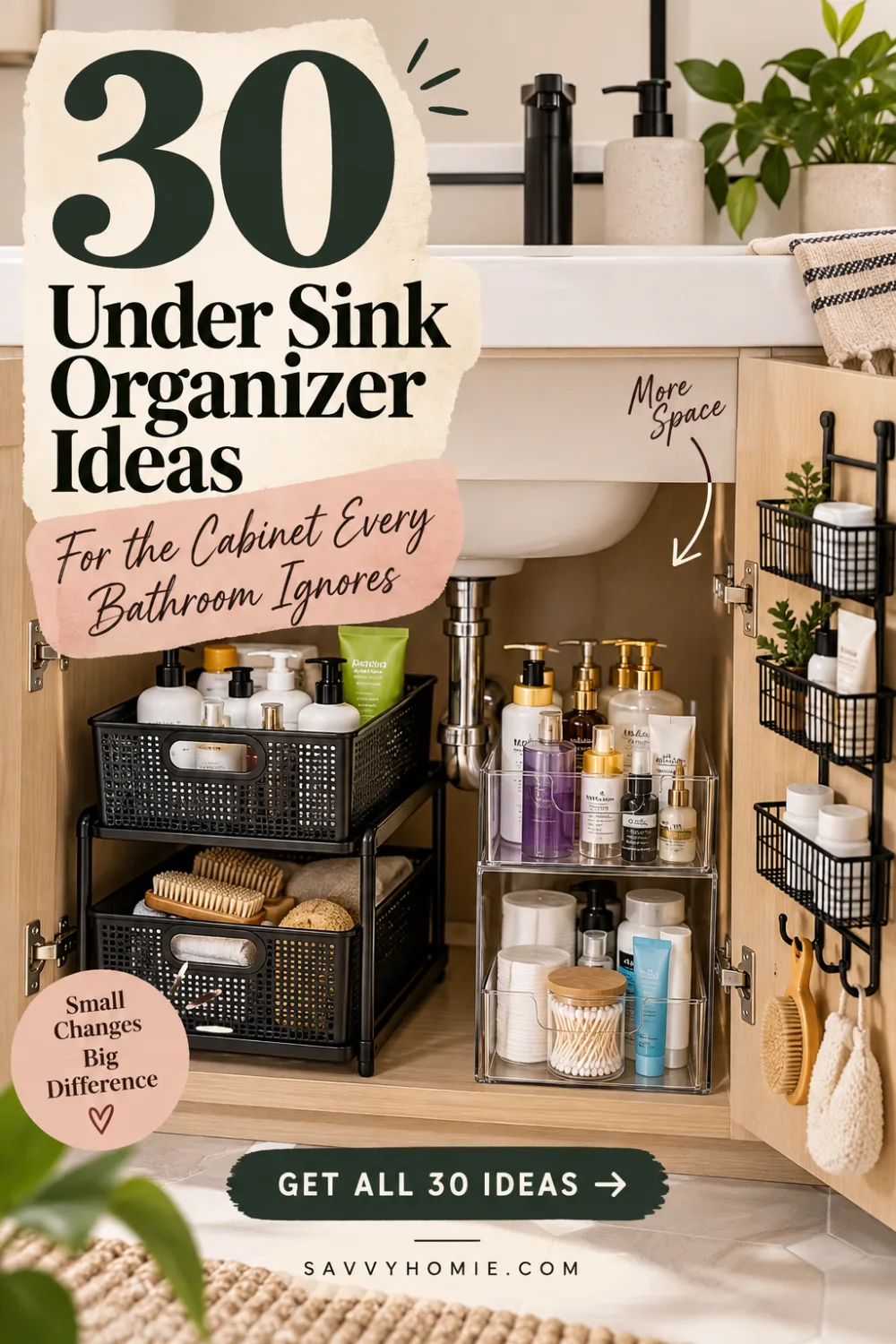 30 Under Sink Organizer Ideas for the Cabinet Every Bathroom Ignores, pin this list