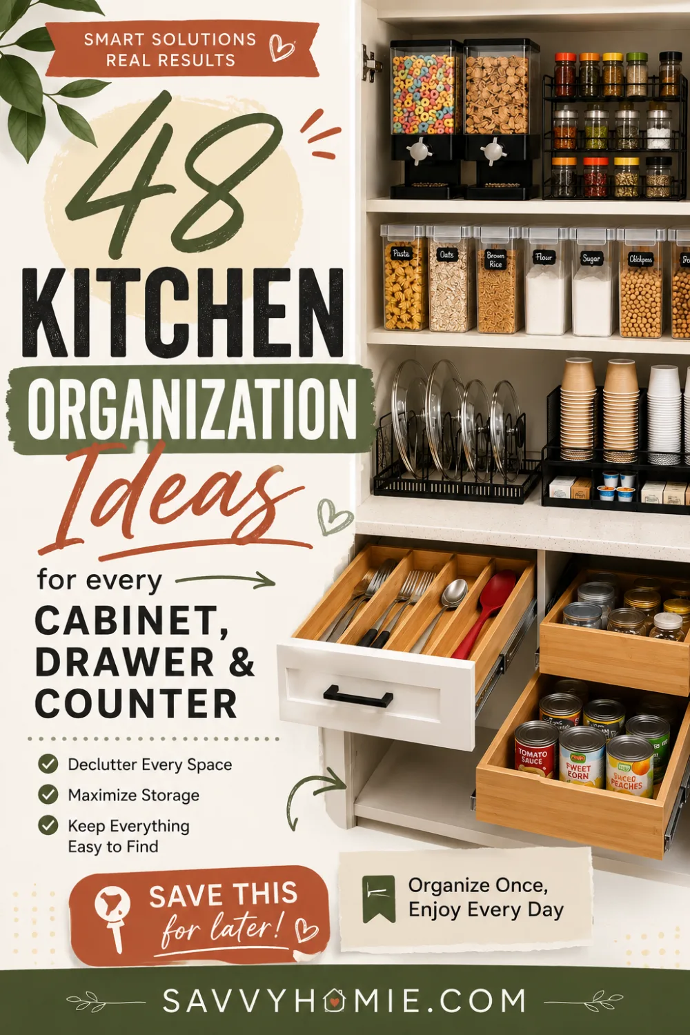 48 Kitchen Organization Ideas for Every Cabinet, Drawer, and Counter, pin this list