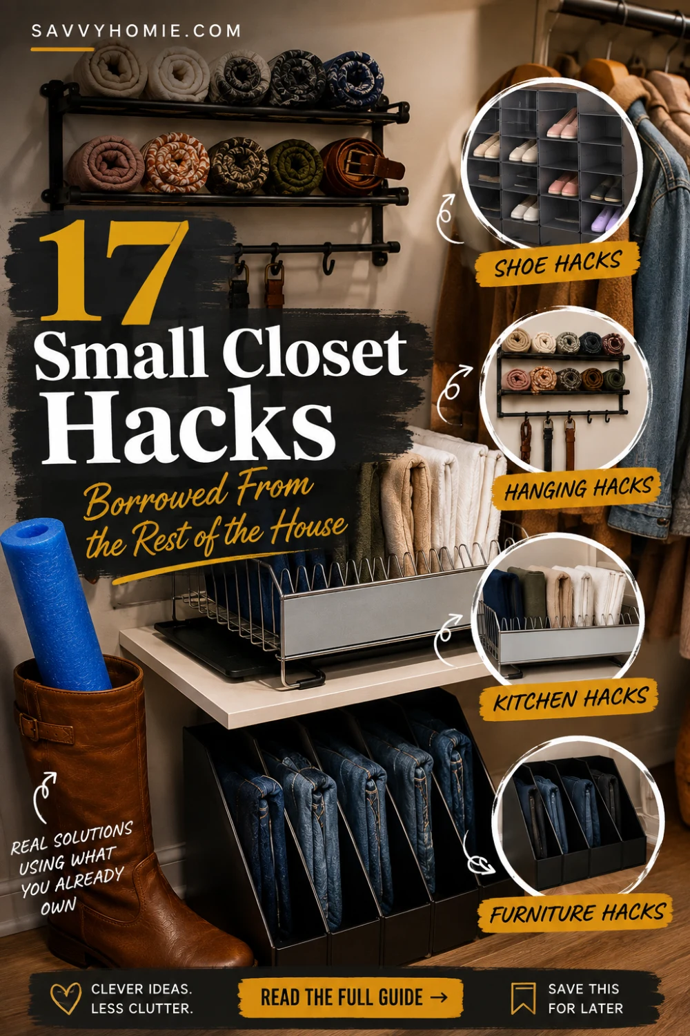 17 Small Closet Hacks Borrowed From the Rest of the House, pin this list