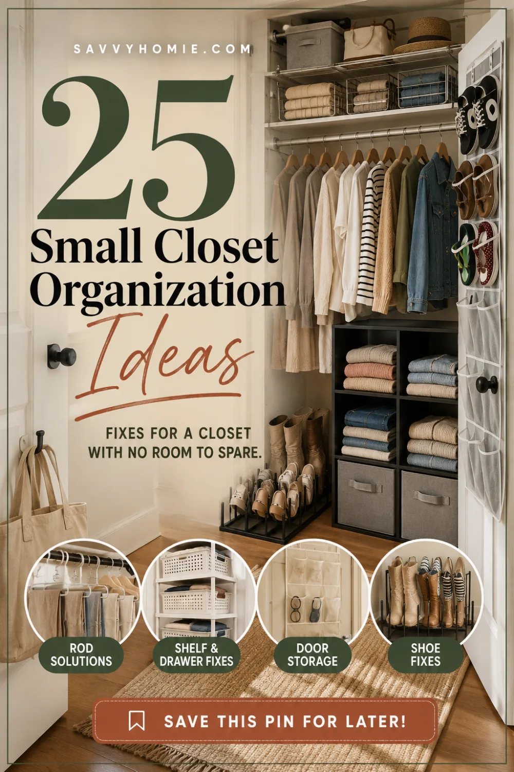 25 Small Closet Organization Ideas for When There's No Room to Spare, pin this list