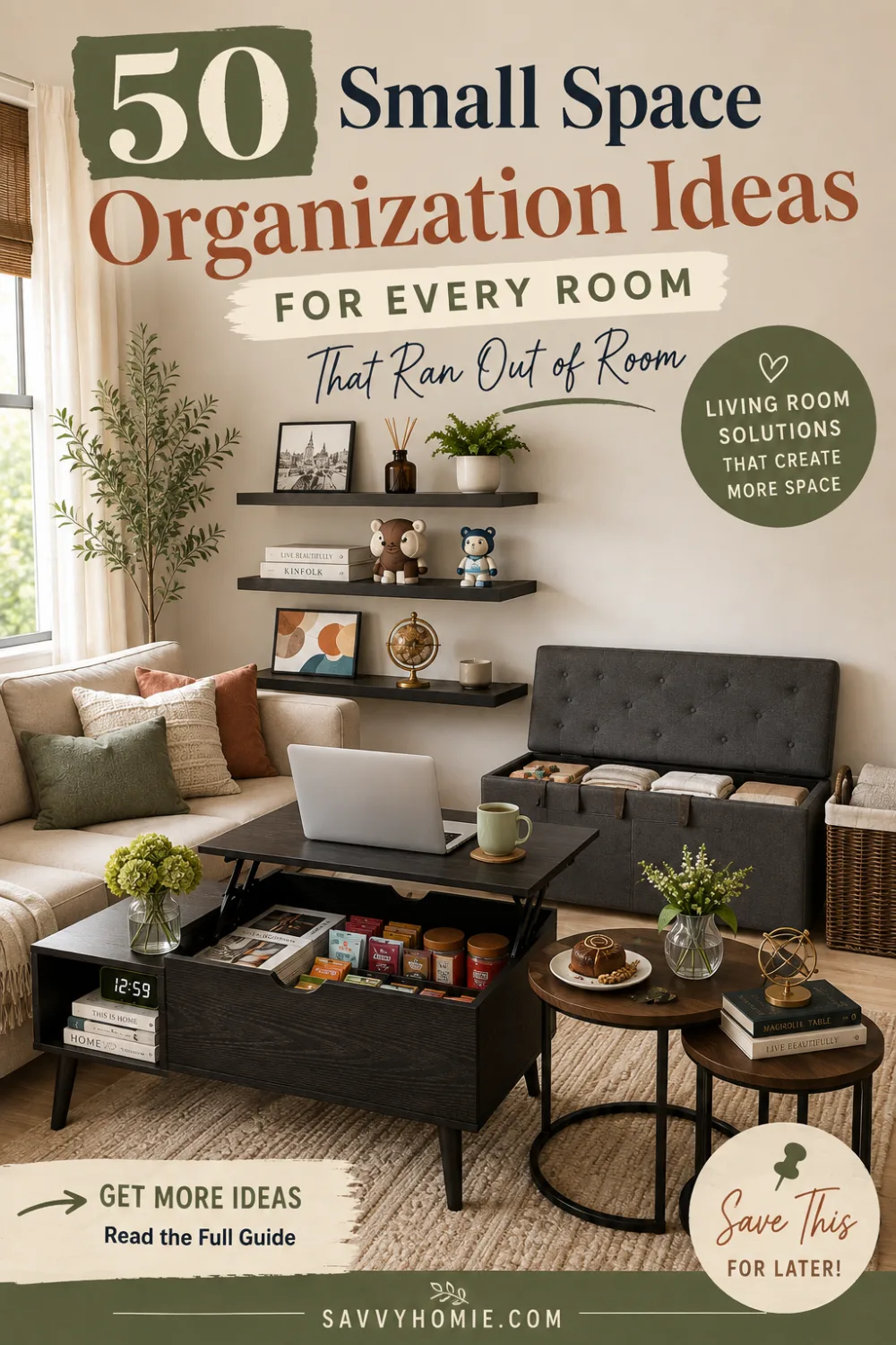 50 Small Space Organization Ideas for Every Room That Ran Out of Room, pin this list