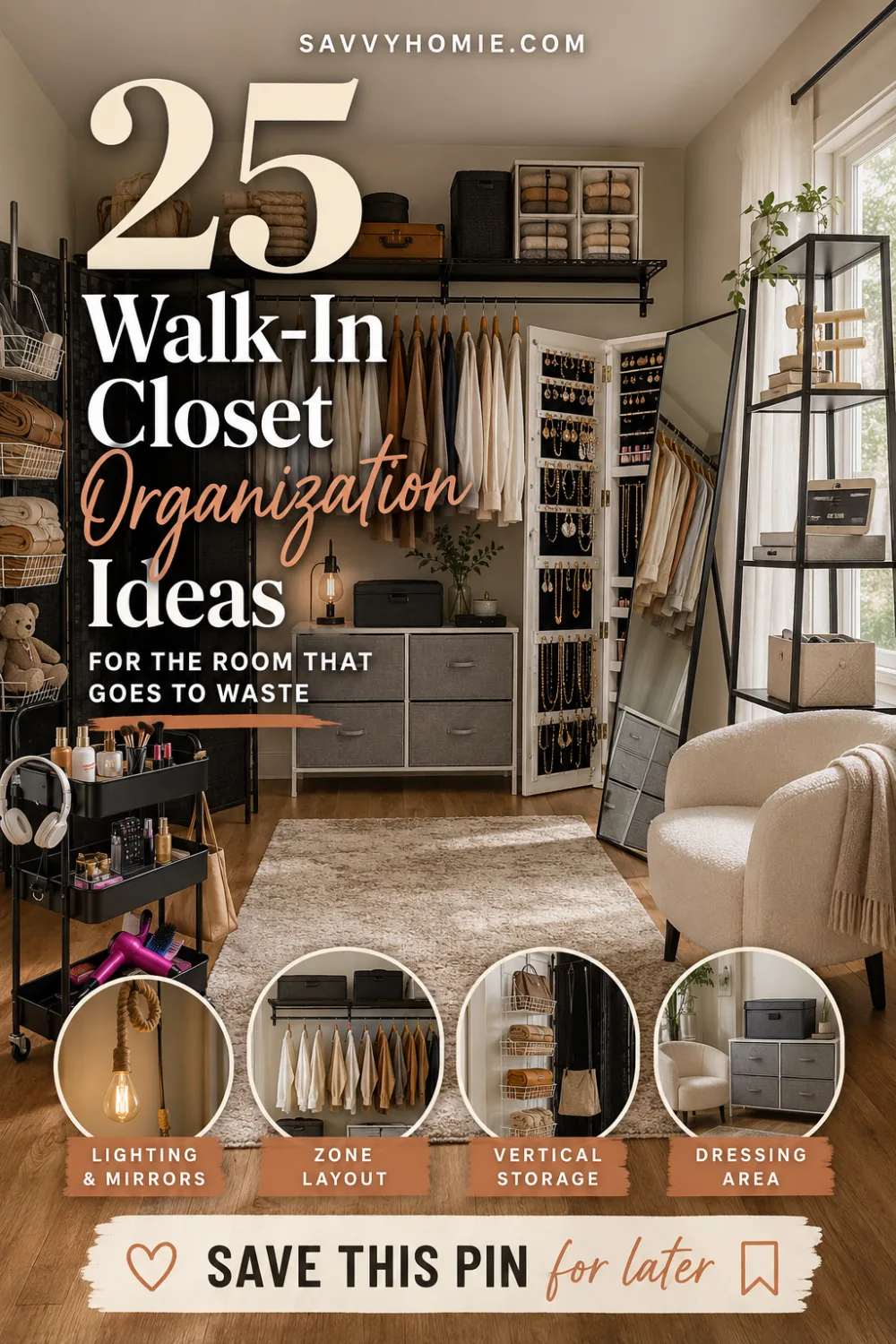 25 Small Walk-In Closet Organization Ideas for the Room That Goes to Waste, pin this list