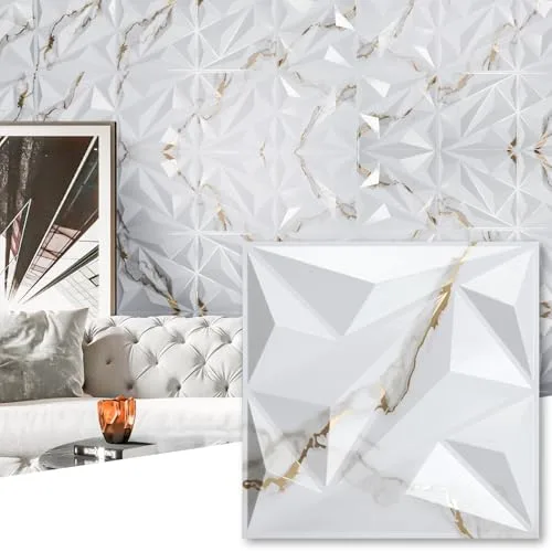Marble-Look 3D Wall Art Panels, Set of 12