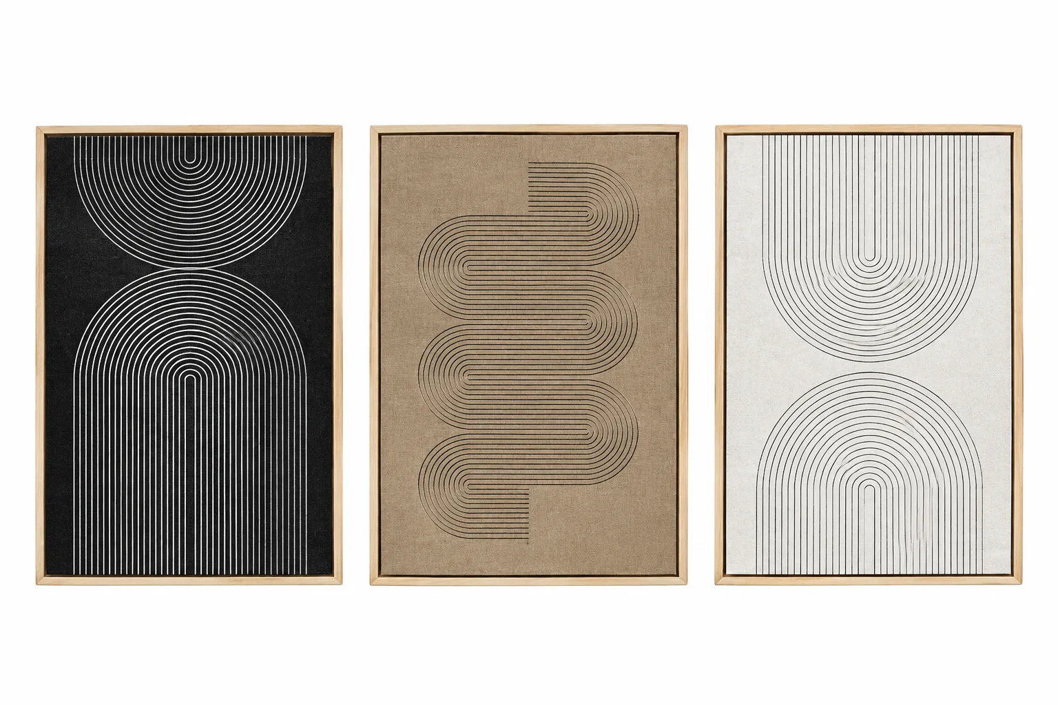 Set of 3 Abstract Line Art Canvas Prints