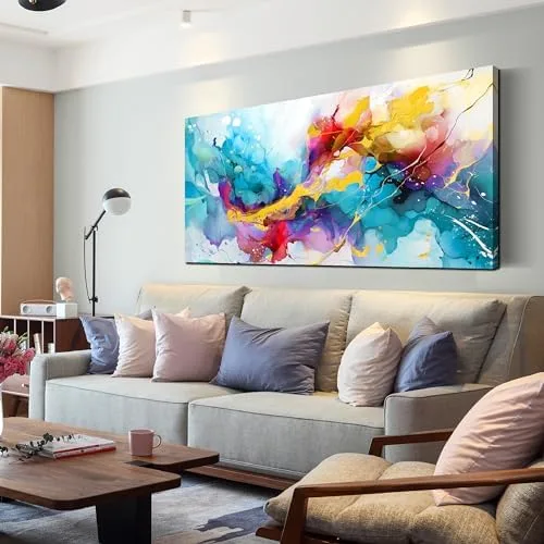Multicolor Abstract Watercolor Canvas, Extra Large