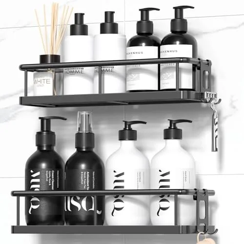 Adhesive Wall-Mount Shower Shelf, Set of 2