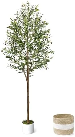 6-Foot Artificial Olive Tree with Basket