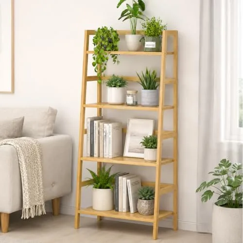 5-Tier Bamboo Ladder Shelf