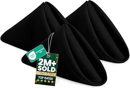 Black Cloth Dinner Napkins, Set of 3