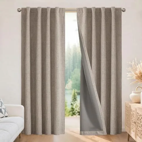 100% Blackout Curtains, Linen Look