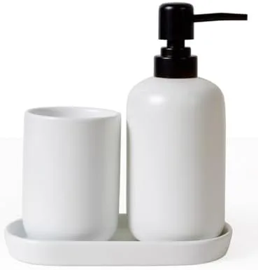 Ceramic Soap Dispenser and Tumbler Set