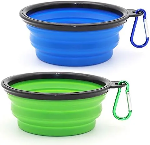 Collapsible Silicone Travel Water Bowls, Set of 2