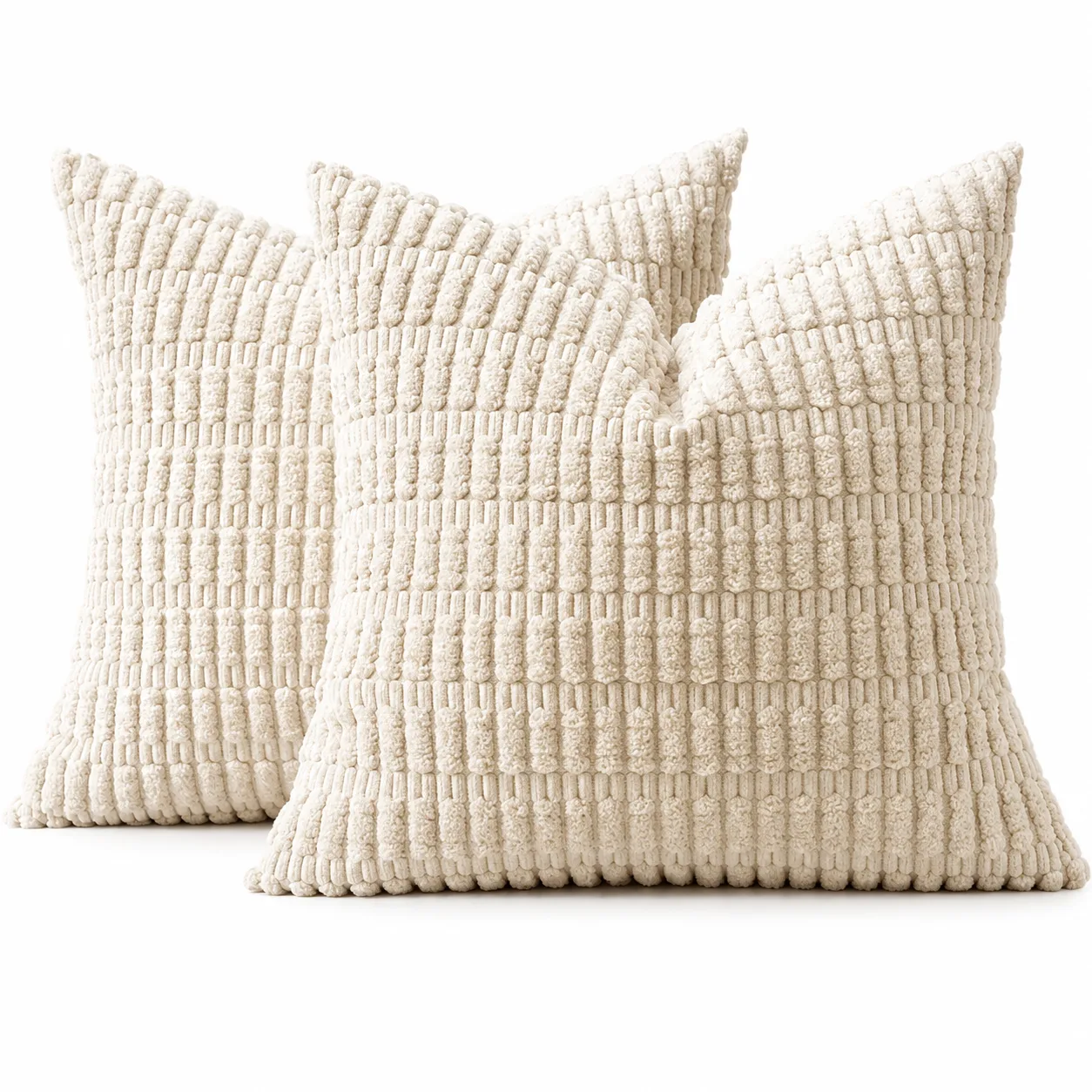 Corduroy Throw Pillow Covers, Set of 2