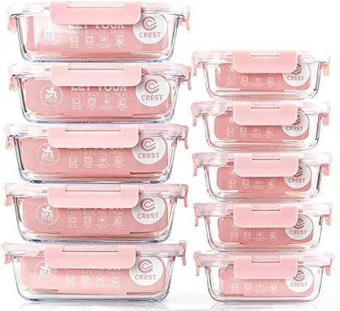 Crest Glass Meal Prep Containers, 10-Piece