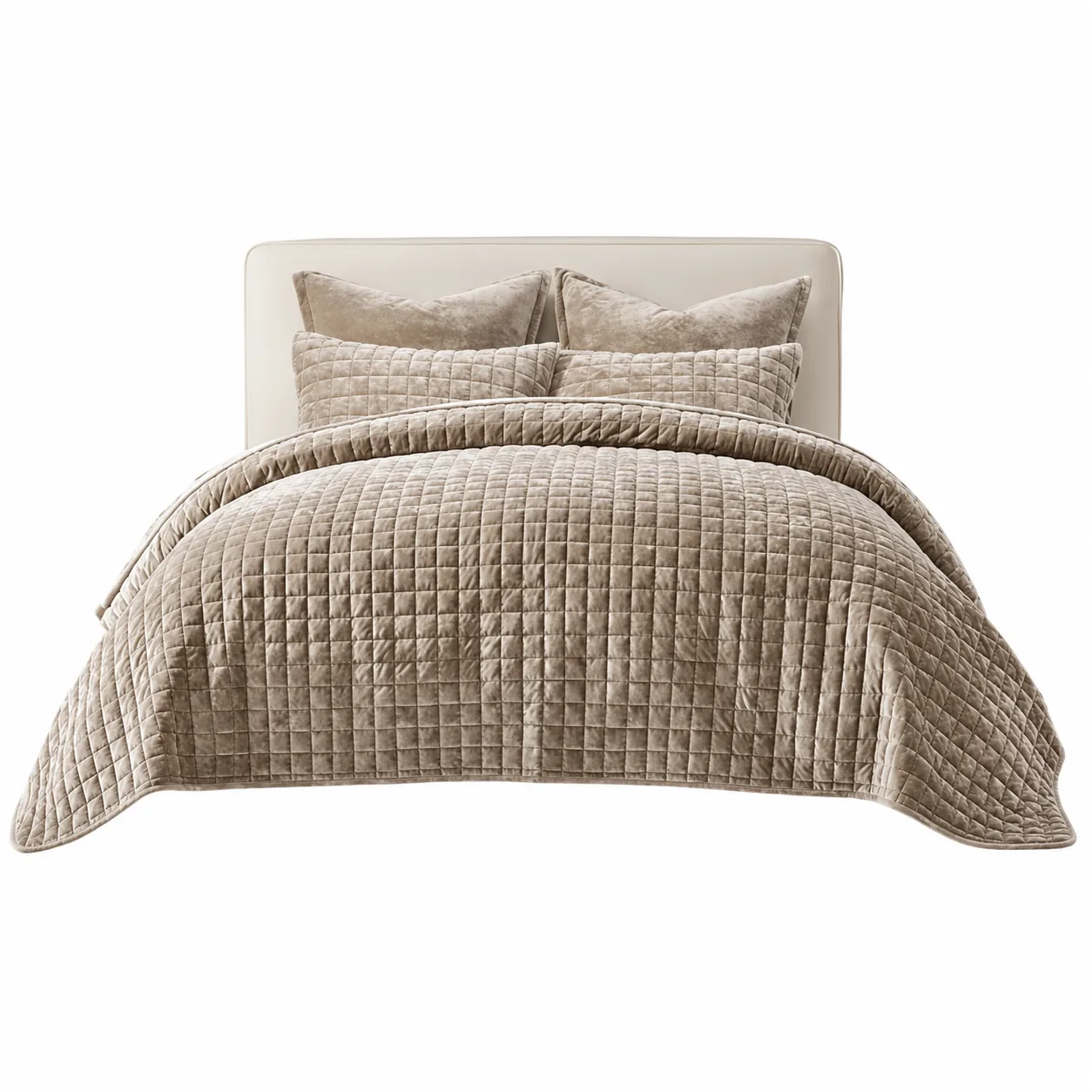 Crushed Velvet Quilted Bedspread Set
