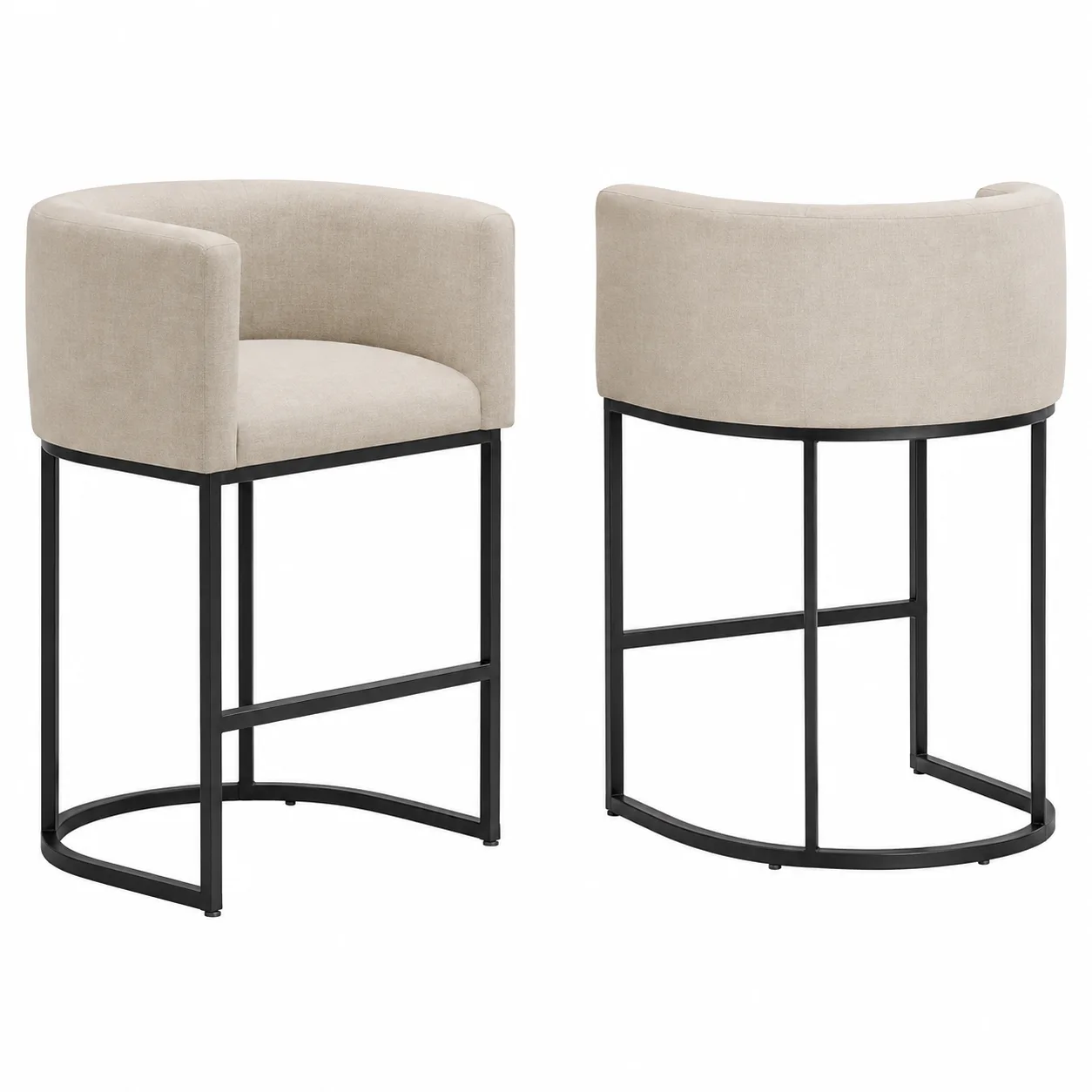 Curved Back Counter Bar Stool, Set of 2