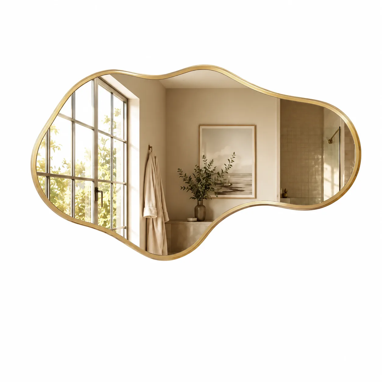 Curved Organic-Shape Wall Mirror