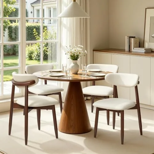 Curved Wood and Upholstered Dining Chair