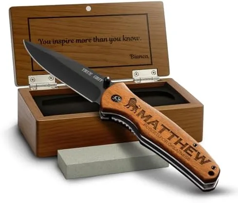 Engraved Folding Pocket Knife with Gift Box