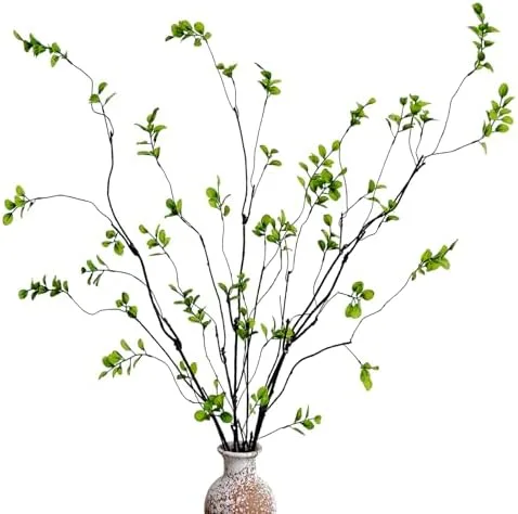 Faux Eucalyptus Stems in Ceramic Vase