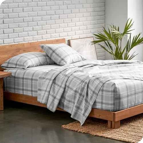 Gray Plaid Flannel Sheet Set