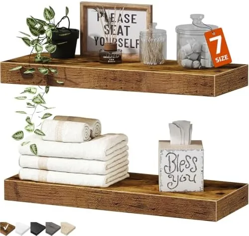 Reclaimed Wood Floating Shelves, Set of 2