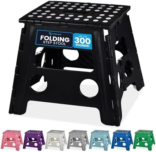 Fold a Step Stool Flat Against the One Closet Wall When It's Not Needed