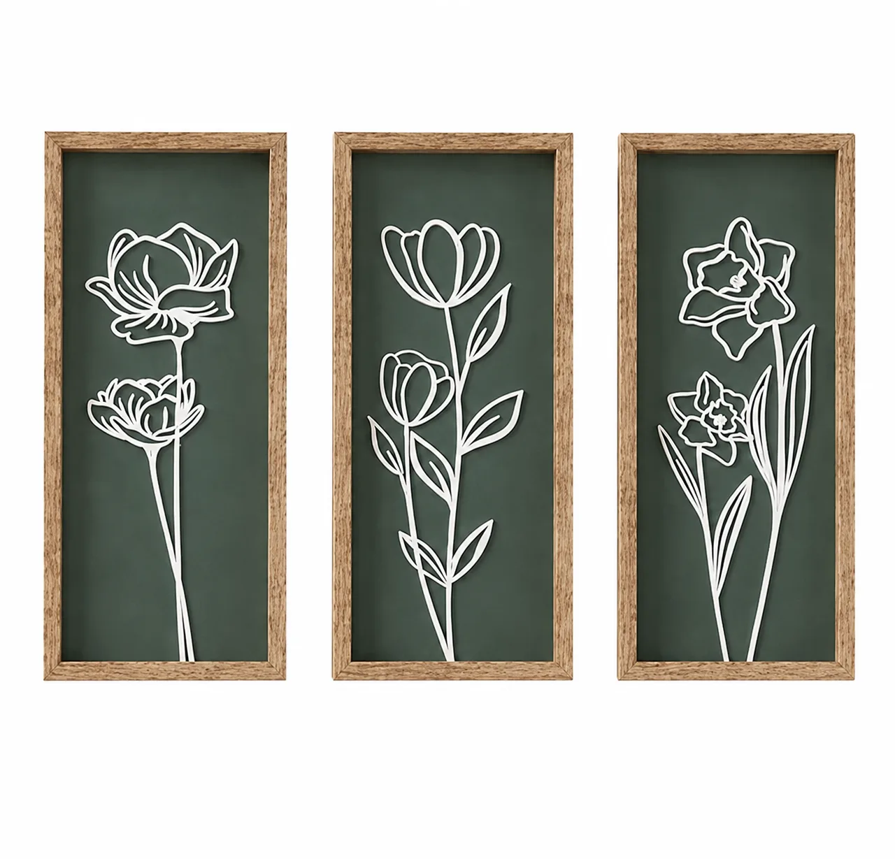 Framed Botanical Line Art, Set of 3
