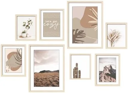 8-Piece Gallery Wall Frame Set with Prints