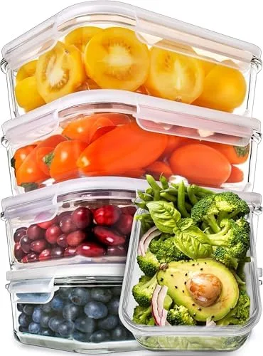 Glass Meal Prep Containers with Snap Lids