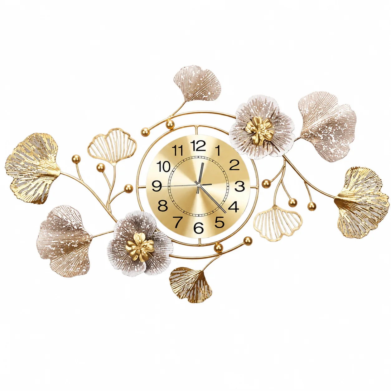 Gold Floral Wall Clock