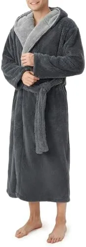Hooded Fleece Robe for Men