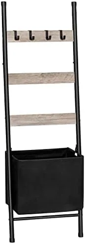 Hang Extra Hooks Off a Ladder Shelf's Top Rung Instead of Adding a Separate Hook Strip