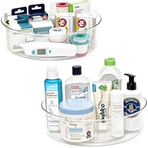 Clear Lazy Susan Cabinet Turntables, Set of 2