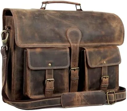 Leather Laptop Briefcase Bag for Men