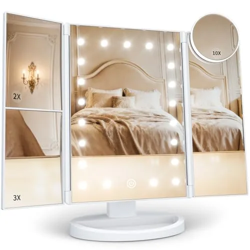 Trifold LED Lighted Makeup Mirror