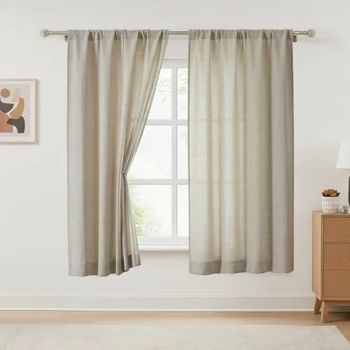 Linen Window Curtain Panels, Set of 2