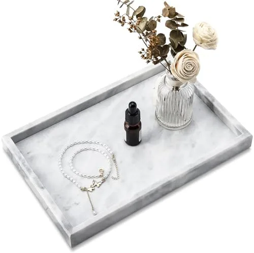 Marble Vanity and Catchall Tray