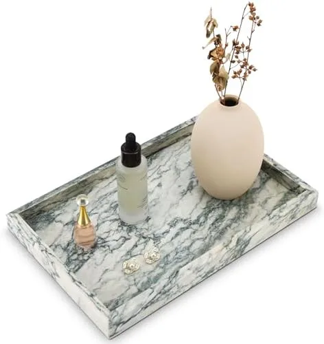 Marble-Look Resin Vanity Tray
