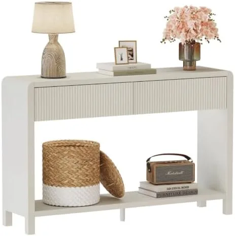 Swap an Open Table for a Slim Console With Drawers So Clutter Has Somewhere to Go