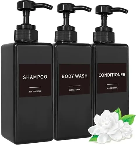 Cut a Bathroom's Bottle Count Down to One Matching Set Instead of a Shelf of Brands