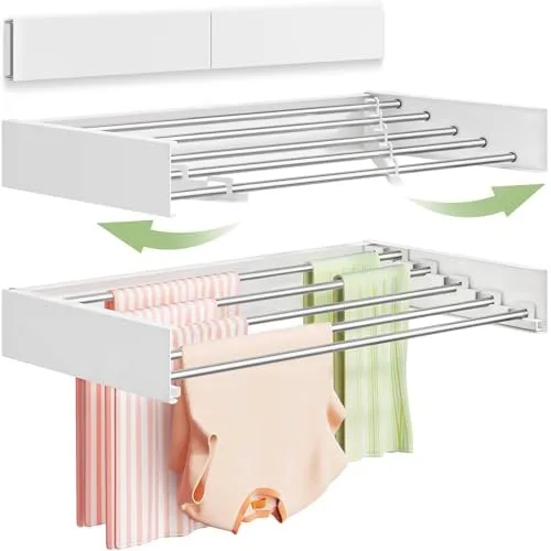 Fold a Drying Rack Flat Against the Wall Once Laundry Day Ends