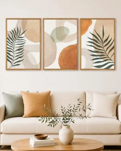 Modern Abstract Palm Leaf Canvas Set, 3-Piece
