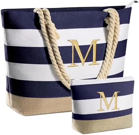 Monogrammed Canvas Tote and Pouch Set