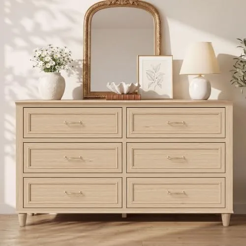 Six-Drawer Wood Dresser