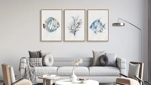 Watercolor Fish & Coral Print Set, 3-Piece