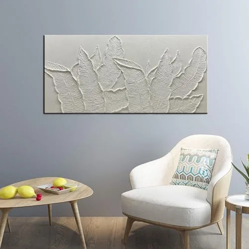 Textured Plaster Palm Leaf Wall Art, Extra Large