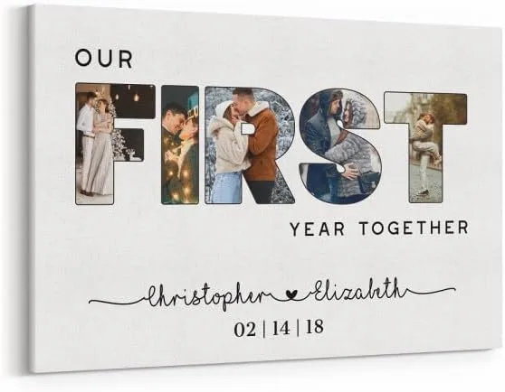 Personalized First Year Together Photo Canvas