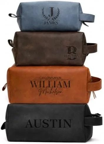 Personalized Leather Toiletry Bag